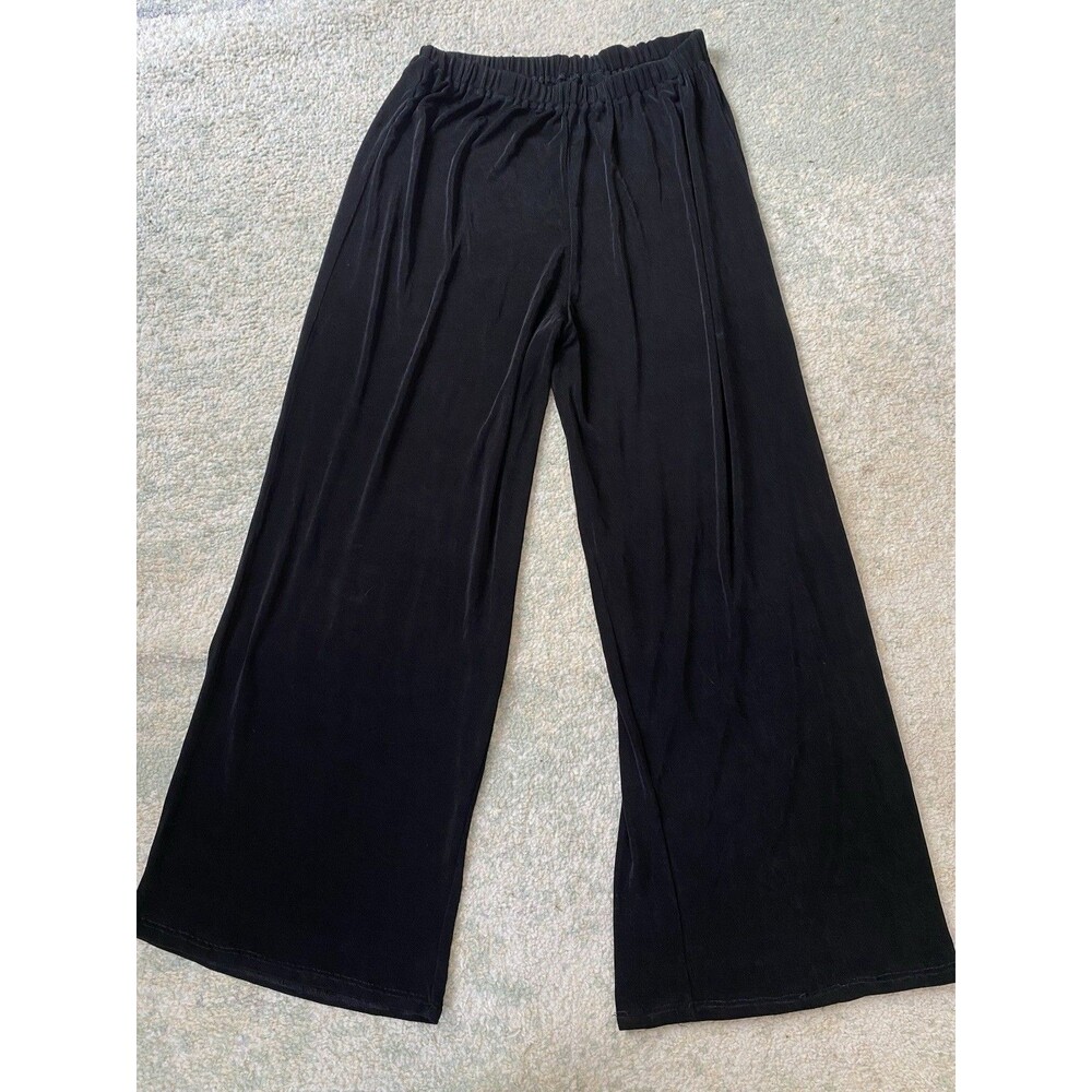 FLAX Wrinkle-Free Wide Leg Pants Size Small Acetate Lycra Slinky Career